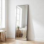 BEAUTYPEAK Full Length Mirror, 58"x14" Standing Hanging or Leaning Against Wall Floor Mirrors Body Dressing Wall-Mounted for Living Room, Bedroom with Aluminum Alloy Thin Frame, Black