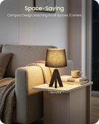 Tripod Table Lamp, 14.6" Small Bedside Lamp, Modern Nightstand Lamp with Black Shade & Dark Walnut Base, Black Table Lamp for Bedroom, Kids Room, Living Room, Study, E26 Socket, VB51TL05