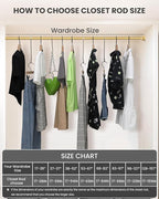 5 Pack Closet Rods for Hanging Clothes, 17 to 54 Inches Stepless Adjustable Metal Closet Rod, 1.3 Inches Heavy Duty Clothes Hanging Rod for Closet Wardrobes Laundry RV, Golden