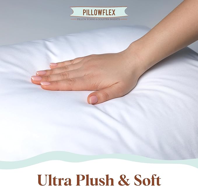Pillowflex Synthetic Down Pillow Insert - 16x40 Down Alternative Pillow, Ultra Soft, Large Rectangle Body Sleeping Pillow, Lumbar, Long, Back - 1 Decorative Pillow Form