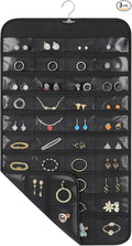 3 Pack Hanging Jewelry Organizer, 80 Clear Pockets earring organizer and storage, Accessories holder organizer for Closet, Jewelries, Necklace, Travel