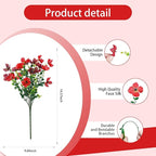 Artificial Faux Plants Flowers Outdoor Spring Summer Decoration, 12 Bundles Fake Silk Colorful Daisy Eucalyptus Realistic UV Resistant for Outside Home Planter Porch Patio Yard Decor (Red Brown)