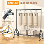 EAGMAK Heavy Duty Clothes Rack Load 420 LBS, Rolling Garment Rack with Lockable Wheels, Standing Metal Clothing Rack, Portable Wardrobe Sturdy Coat Rack for Hanging Clothes (Black, 59″×18.9″×63″)