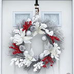2 Pack Candy Cane Snowman Wreath Hangers for Front Door,Christmas Decoration Metal Over The Door Single Wreath Hook Ornament Door Wreath Hanger,Door Hanger for Wreath Front Door