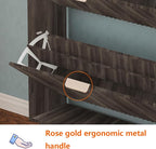 Shoe Cabinet Storage,Modern Freestanding Organizer with 3 Flip Drawers,Narrow Shoe Rack Cabinet for Entryway,Walnut
