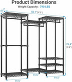 VIPEK V5C Medium Covered Clothes Rack Heavy Duty Portable Closet Wardrobe, Freestanding Black Clothing Rack with Grey Upgarded Polyester Cover, Adjustable Custom Closet Rack, 56.7" Lx15.7 Wx76.4 H