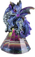 StealStreet 3.5" Blue Baby Dragon on Pyramid Glass Statue Figurine