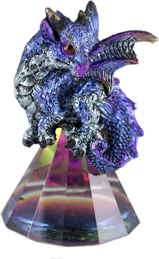 StealStreet 3.5" Blue Baby Dragon on Pyramid Glass Statue Figurine
