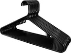Utopia Home Plastic Hangers 20 Pack - Space Saving Clothes Hanger - Durable & Strong Closet Organizers and Storage with Built-in Strap Hooks - Essential for Shirts, Pants, Skirts & Coats (Black)