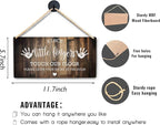 Wall Pediments Shoes Off Sign,Shoes Off Sign for Front Door,Since Little Fingers Touch Our Floor Door Sign,Shoes Off Hanging Welcome Sign for Front Door,10x8 Inches，Wood Grain-8