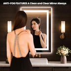 LOAAO 28"x34" LED Bathroom Mirror with Lights, Anti-Fog, Dimmable, Backlit + Front Lit, Lighted Bathroom Vanity Mirror for Wall, Memory Function