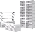 GCCSJ 9-Tier Foldable Shoe Rack Organizer, Plastic Collapsible Shoe Shelf, Folding Shoe Box Storage Cabinet with Magnetic Clear Door Easy Assembly (White, 9 Tiers 36 Pairs)
