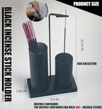 2 in 1 Incense Burner Holder for Sticks,Glass Incense Holder with Storage,Upside Down Incense Holder for Sticks with Glass Ash Catcher for Meditation Yoga Spa Room Home Decor[Full Black]