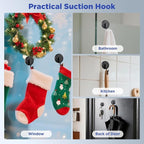OUTXE Wreath Hanger for Front Door, Upgraded Suction Cup Reef Hook for Glass Window/Over Door, Christmas/Thanksgiving/Halloween/July 4th/Easter/Valentine/Spring/Summer/Fall (Black, 4-Pack)