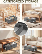 4 Pack Under Bed Storage with Wheels, Adjustable Height Storage Containers, 10 inches Large Capacity Rolling Underbed with Lids, Storage Drawers Shoes, Clothes, Blankets, Grey