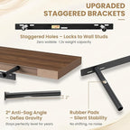 FLYJOE 24 Inch Long Floating Shelves for Wall Set of 2, 12" D Wood Grain Bathroom Shelves with Invisible Brackets, Easy Install Engineered Wood Storage Shelves for Kitchen, Living Room, Bedroom