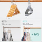 50-Pack Heavy Duty Coat Hangers, Non-Slip, 0.2'' Slim, 360° Swivel Hook, 16.5 Inches Wide, Space-Saving Plastic Clothes Hangers for Suit, Shirt & Pants, Light and Dark Gray