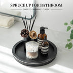 Hanobe Candle Plate Holder Tray: Round Wood Decorative Candle Plate - Rustic Farmhouse Coffee Table Decor - Tealight Pillar Trays for Home Decor (Black)
