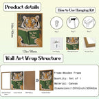 Framed Funny Tiger Wall Art, Motivational Animal Reading Wall Decor Paintings, Eclectic Go Get Em Tiger Canvas Prints Pictures Home Decor for Living Room Bedroom Dorm Office 12x16 inch