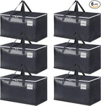 StorageRight Heavy Duty Moving Boxes-Moving Bags with Zipper, Reinforced Handles and Tag Pocket-Collapsible Moving Supplies-Totes for Storage Great for Moving, Storage and Travel 93L(Gray-6 Pack)