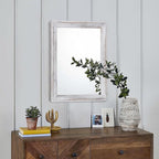 AAZZKANG Mirrors for Wall Rustic Wood Framed Hanging Mirror Decorative for Farmhouse Bedroom Bathroom Living Room Entryway Hallway Small White