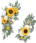 CDQL 2Pcs Wedding Welcome Sign Floral Decoration,Artificial Flower Swag Wedding Arch Decor, Wedding Flower Swag for Wedding Ceremony and Reception Arrangement (Yellow)
