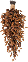 Decorative Teardrop Swag for Front Door, Artificial Wall Swags with Pine Cones for Home Porch Wall Window Halloween Christmas Indoor Outdoor Decor