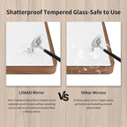 LOAAO 72X32 Inch Bathroom Mirror with Wood Grain Colored Metal Frame, Rounded Rectangle Metal Framed Bathroom Mirror, Anti-Rust, Hangs Horizontally or Vertically, Tempered Glass