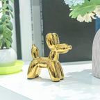 Notakia Cute Ceramics Balloon Dog Statue Crafts Gold Living Room Desktop Decorations,Handmade Modern Small Ceramic Animal Statue Ornament Gold Home Decor Accents