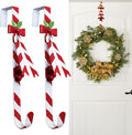 2 Pack Wreath Hangers for Front Door,Christmas Decoration Metal Over The Door Wreath Hanger Ornament,Candy Cane Wreath Hanger