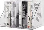 Magazine Holder, Clear Plastic Vertical File Magazine Organizer, Desktop File Magazine Book Storage Shelf for Office Desk (4PCS)