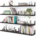 YGEOMER Floating Shelves for Wall, 35in Black Wall Shelves for Living Room, Bathroom, Bedroom, Kitchen, Home Decor (Set of 4)