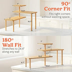 HOMESTEAD 3-Tier Bamboo Corner Shelf Organizer, 90° or 180° Layout Countertop Organizer for Kitchen, Bathroom, Coffee Bar, Spice Rack, Space Saving Storage Shelves, Adjustable Leveling Feet