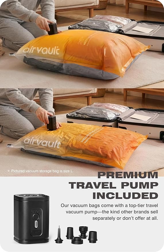AirVault Vacuum Storage Bags for Travel & Home - Space Saver Compression Packing Bags Set for Clothes, Blankets & Seasonal Storage (10 Large)