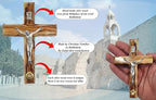 Zuluf 4.7" Olive Wood Catholic Wall Cross with Crucifix and Holy Land Stone Christian Gift Handmade Israel CRS046