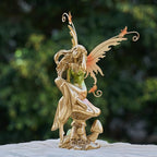 Resin Fairy Statue Elegant Fantasy Decor, Hand-Painted Angel Figurine Graceful Fairy Sculpture for Bookshelf, Mantel, Indoor Outdoor Decor, Thoughtful Gift for Women, Girls (Thinking)