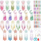 INFUNLY 24 Set DIY Small Dream Catcher Kit Candy Colors Mini Dream Catcher Kit Star/Moon/Heart/Round Handmade Dreamcatcher Kit with Instructions Hanging Ornament for Bedroom Car Mirror Keychain Bag