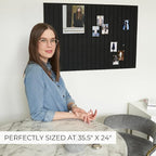 Felt Bulletin Board 35" x 24" - Stylish Cork Board Alternative for Office & Wall Decor – 6 Customizable Adhesive Tiles w/Golden Pins are Perfect to Display Your Photos