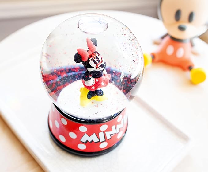 Disney Minnie Mouse Light-Up Snow Globe with Swirling Glitter Display Piece Decoration | Home Decor for Kids Room Essentials | Precious Keepsake, Cute Novelty Gifts and Collectibles | 6 Inches Tall