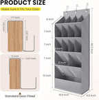 15 Pockets Over the Door Shoe Organizer, Shoe Rack for Closet Door with Large Breathable Pockets, Hanging Shoes Rack for Boots Size, Behind the Door Organizer Shoe Holder for Flexible Storage, Grey ﻿