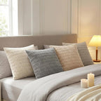 Fancy Homi 4 Packs Decorative Throw Pillow Covers for Living Room Couch Bed, Modern Farmhouse Boho Home Décor Accent Cushion Case, 14" x 14", Neutral