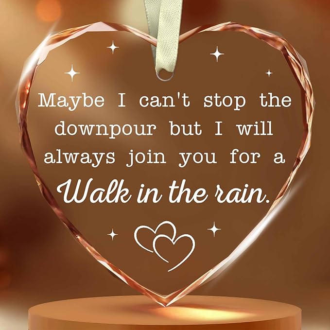 BSQUIELE Christmas Ornament for Friend - Friend Ornament for Women - Maybe I Can't Stop The Downpour -Friendship Gifts, Friend in Need, Send Love to Sister, Bestie Gift, Thinking of You Gift