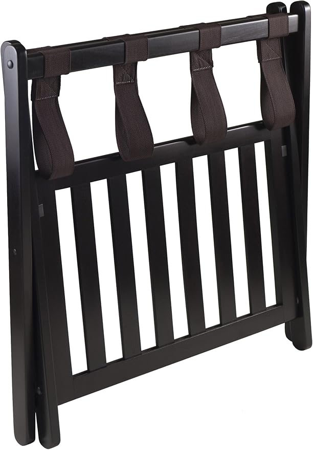 Winsome Reese Luggage Rack with Storage Shelf, for Guest Room, Bedroom, Foldable, No Assembly, Espresso