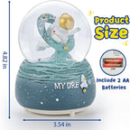 Astronaut Snow Globes, 80MM Musical Glitter Snow Globe to Explore The Vast Starry Sky, Astronaut Musical Snowglobe