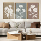 BINCUE Boho Floral Wall Painting Framed Botanical Wall Art Decor Flower Print Flower Artwork Floral Art Prints Flowers Pictures for Living Room Bedroom Dining Room Farmhouse 16x24 Inch Set of 3 Gift