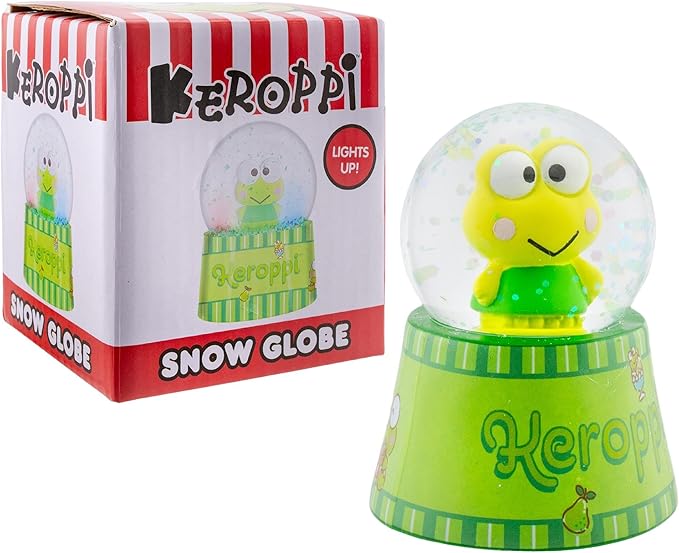 Sanrio Keroppi Mini Light-Up Adult Snow Globe with Swirling Glitter Display | 3 Inches Tall