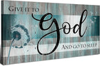 Extra Large Christian Wall Decor Scripture Wall Art Give It to God and Go to Sleep Bedroom Pictures Inspirational Bible Verses Wall Decor Turquoise Teal Religious Artwork Living Room Decoration 30x60"