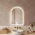 Sweetcrispy 20“x 28” LED Bathroom Backlit Mirror with Lights, Arched Lighted Bathroom Vanity Mirrors with Anti-Fog, Dimmable, 3-Color Light, Memory Function, Tempered Glass, Water-Proof Design