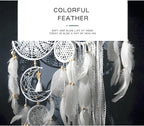 Dream Catcher Wall Decor,Large Boho Dream Catcher with Luxurious Feathers & Beads, Handmade Wall Hanging for Bedroom,Living Room, Gift Ready for Girls & Adults (White)