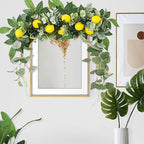 Firlar Artificial Flower Swag, 18 Inch Decorative Swag with Lemon Berry, Green Leaves Hanging Ornament Floral Swag Door Swag for Wedding Home Party Door Wall Decoration